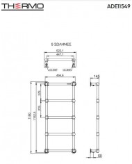 Θερμαντικό Σώμα Μπάνιου (Θερμαινόμενη Πετσετοκρεμάστρα) Adelphi Inox 304 (115 X 49) Chrome Polished (ADE11549-110)