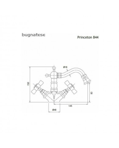 Μπαταρία Μπιντέ Αναμεικτική Bugnatese Princeton Ρετρό Bronze με Αυτόματη Βαλβίδα (844-220)