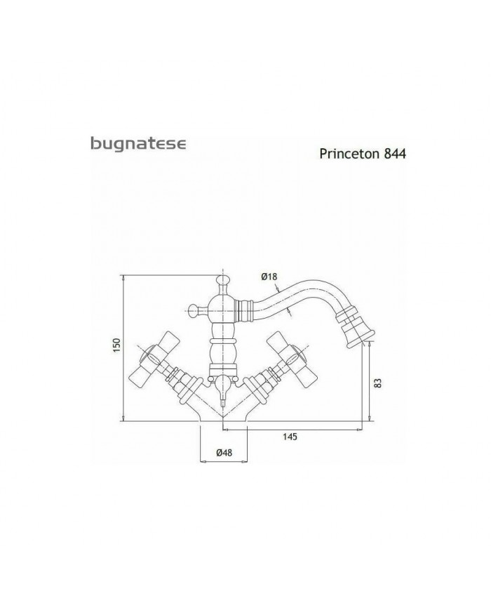 Μπαταρία Μπιντέ Αναμεικτική Bugnatese Princeton Ρετρό Bronze με Αυτόματη Βαλβίδα (844-220)