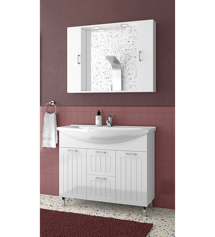 Bathroom Furniture Drop Ritmo 95 Stand, Washbasin, Mirror