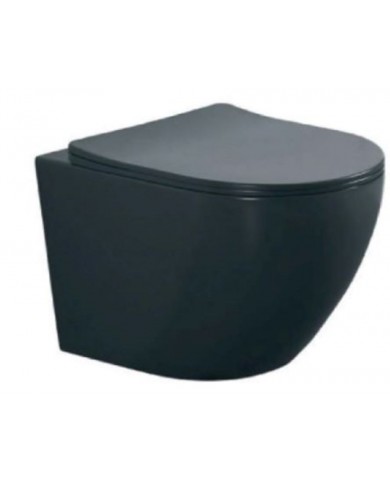Hanging basin Siamp Fit Rim-Off Black Matt (FIT 325N) with slim cover Duroplast antibacterial soft closing