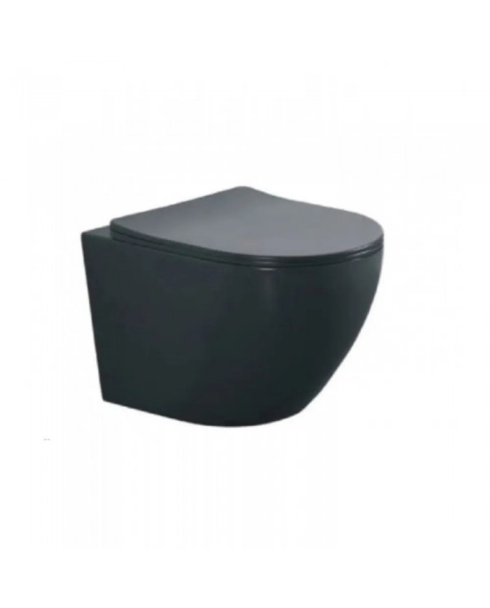 Hanging basin Siamp Fit Rim-Off Black Matt (FIT 325N) with slim cover Duroplast antibacterial soft closing
