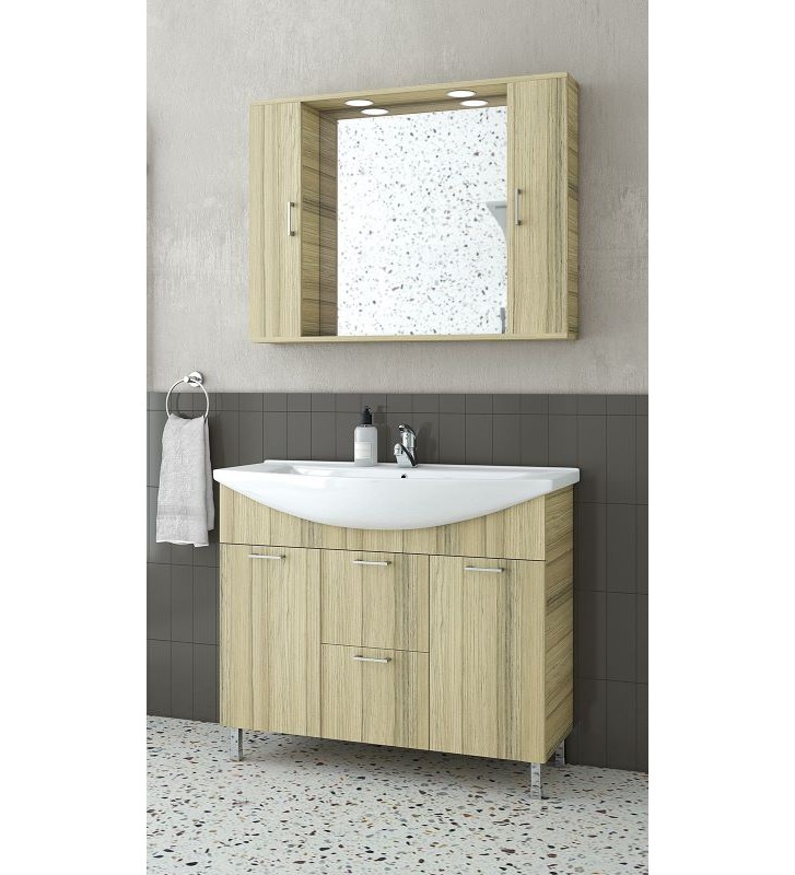 Bathroom Furniture Drop Ritmo 95 Stand, Washbasin, Mirror