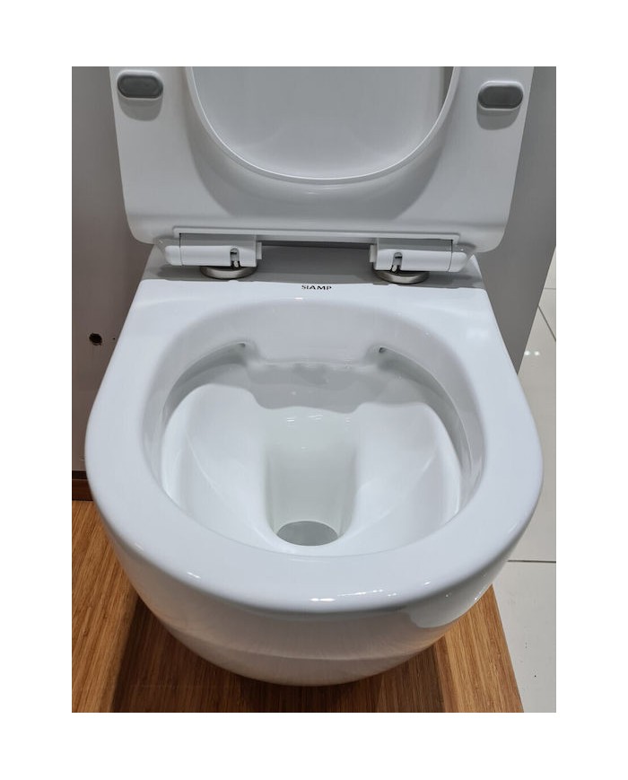 Λεκάνη Κρεμαστή Siamp Fit Rim-Off Λευκή (FIT 325) με κάλυμμα slim Duroplast αντιβακτηριακό soft closing