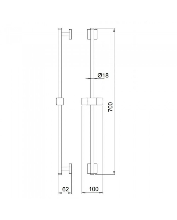 Βέργα Ντους Almar Flute με Bάση Tηλεφώνου Mεταβλητού Yψους Chrome (E087008-100)