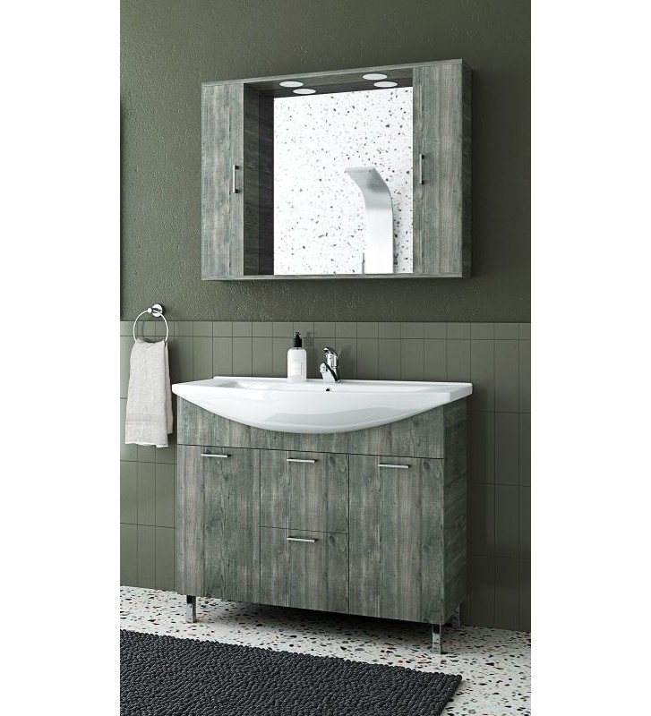 Bathroom Furniture Drop Ritmo 95 Stand, Washbasin, Mirror