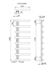 Bathroom Heater (Heated Towel Rail) Accent Inox 304 (138x50) Black Brushed PVD (ACC13850-411)