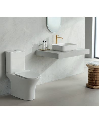 Basin Set Bianco Ceramica AIDA 66.5cm Rimless with Cistern with Slim Soft Close Lid, Cover (SAD12000SC-300)
