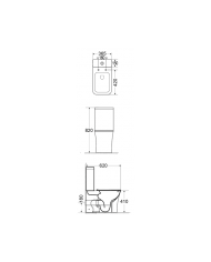 Basin Set Bianco Ceramica Norma 62cm BTW Rimless White with Cistern with Slim Cover, Soft Close, Footrests (NR12100SC-300)