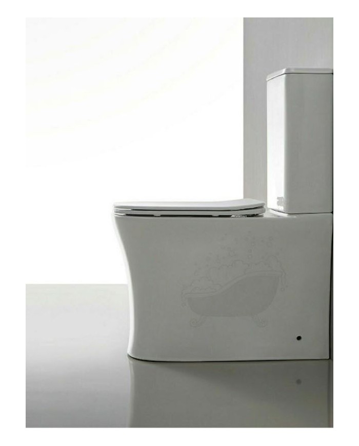 Basin Set Bianco Ceramica Norma 62cm BTW Rimless White with Cistern with Slim Cover, Soft Close, Footrests (NR12100SC-300)