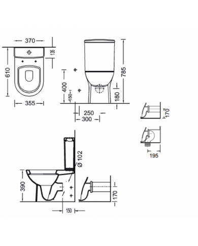Lekani H.P. White Back to Wall Serel Vela 6712 (61 cm.) & Slim Soft Close Bakelite Cover 9001SC (671200SC-300)