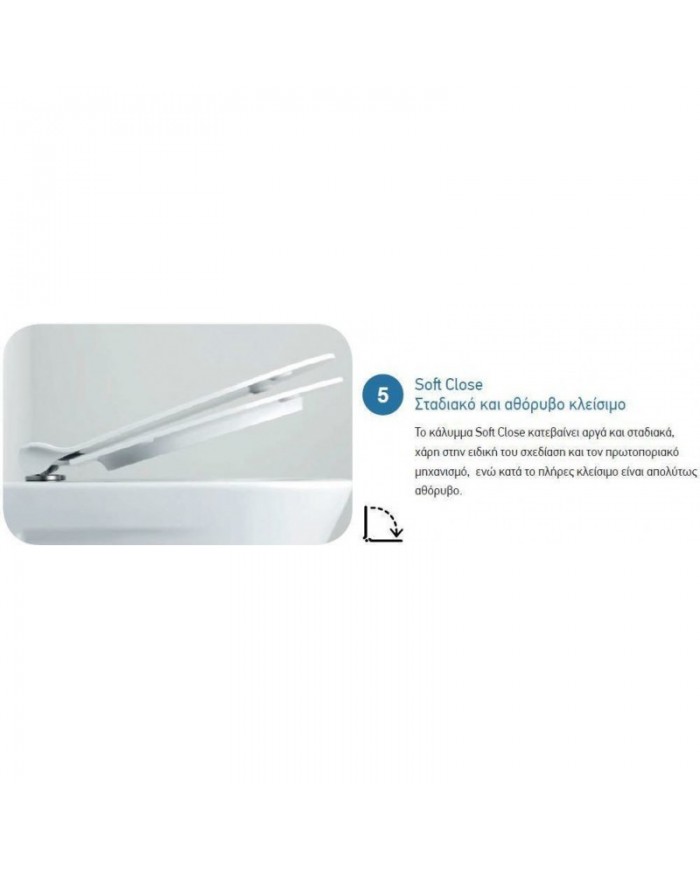 Λεκάνη Χ.Π. Λευκή Back to Wall Serel Vela 6712 (61 εκ.) & Κάλυμμα Βακελίτη Slim Soft Close  9001SC (671200SC-300)