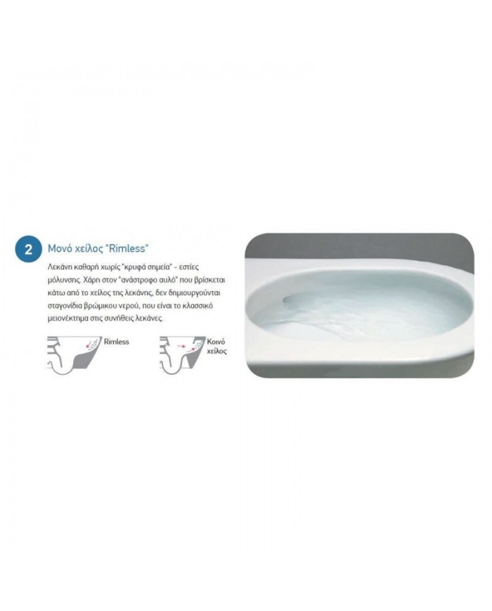 Hanging Basin Rimless Scarabeo Teorema Clean Flush with Bakelite Cover Slim Soft Close removable (52cm)