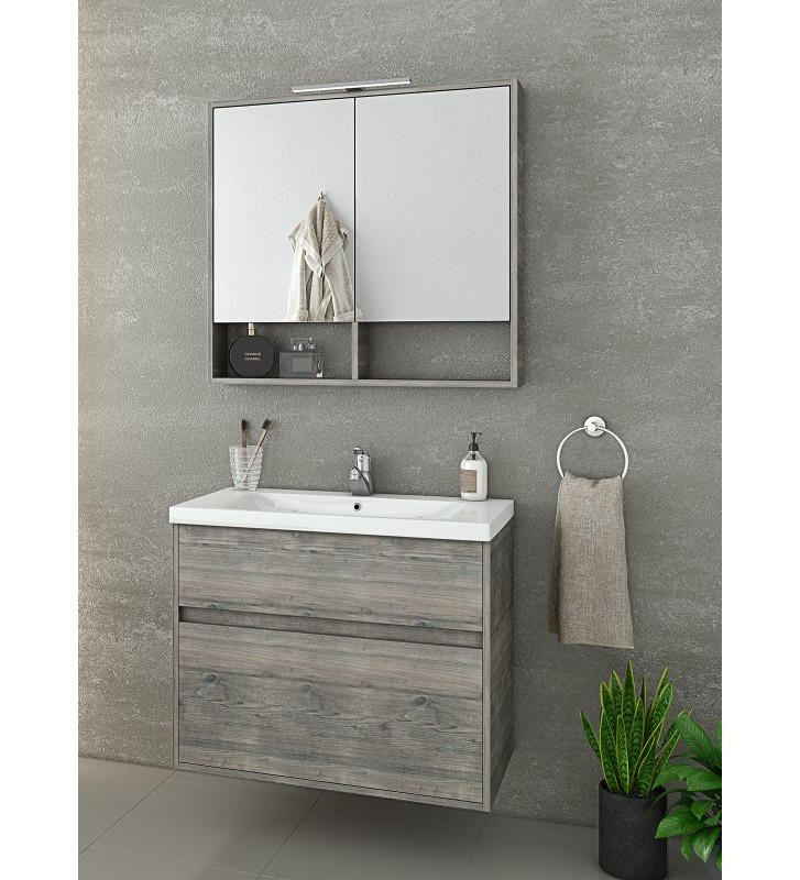 Bathroom Furniture Drop Instinct 80 Hanging Furniture Stand, Washbasin, Mirror