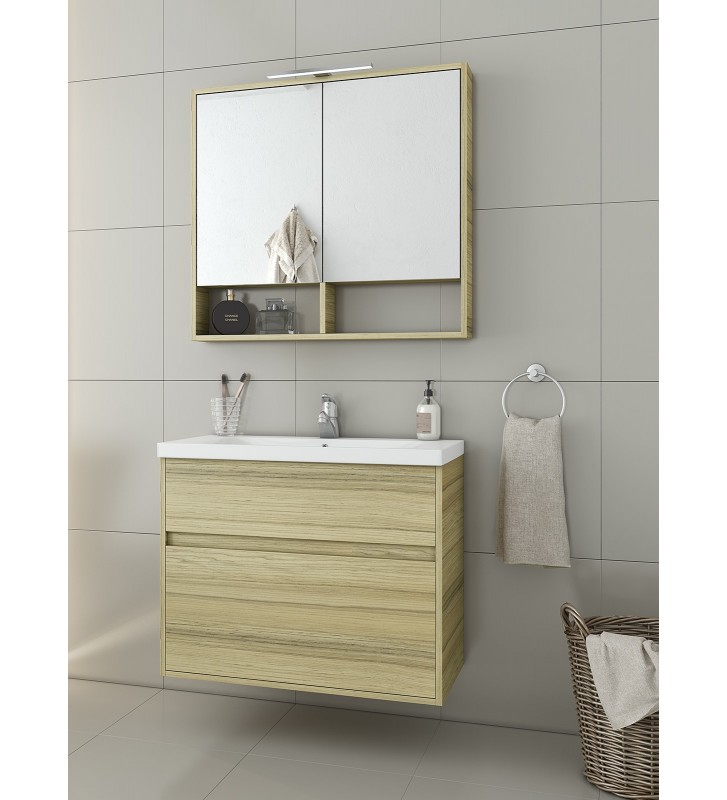 Bathroom Furniture Drop Instinct 80 Hanging Furniture Stand, Washbasin, Mirror