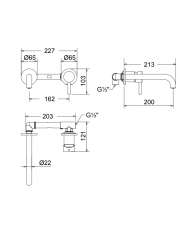 Εντοιχιζόμενη Μπαταρία Νιπτήρα Μίκτης & Στόμιο La Torre Tech White Matt Μίας Εξόδου/Δύο Οπών (12208-300)