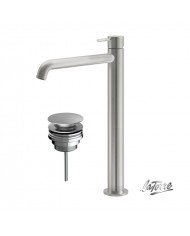 Μπαταρία Νιπτήρα Ψηλή Αναμεικτική La Torre Elle 316 Inox Brushed με Βαλβίδα clic-clac INOX 316 (35016-111)