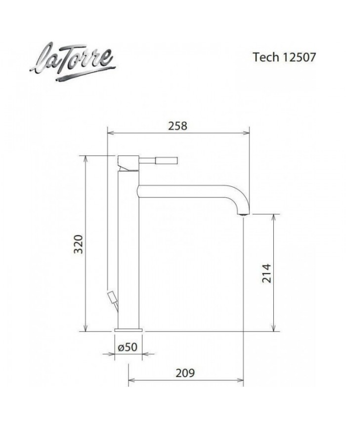 La Torre New Tech Chrome Tall Mixer Basin Faucet with Clic-Clac Valve (12507-100)