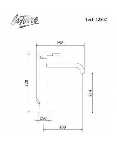 Μπαταρία Νιπτήρα Ψηλή Αναμεικτική La Torre New Tech Inox με Βαλβίδα clic-clac (12507-110)