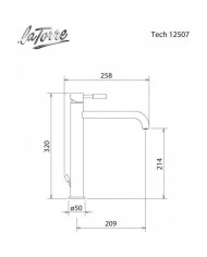 Μπαταρία Νιπτήρα Ψηλή Αναμεικτική La Torre New Tech Inox με Βαλβίδα clic-clac (12507-110)
