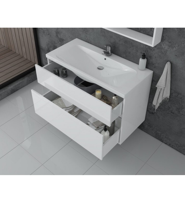 Bathroom Furniture Drop Instinct 80 Hanging Furniture Stand, Washbasin, Mirror