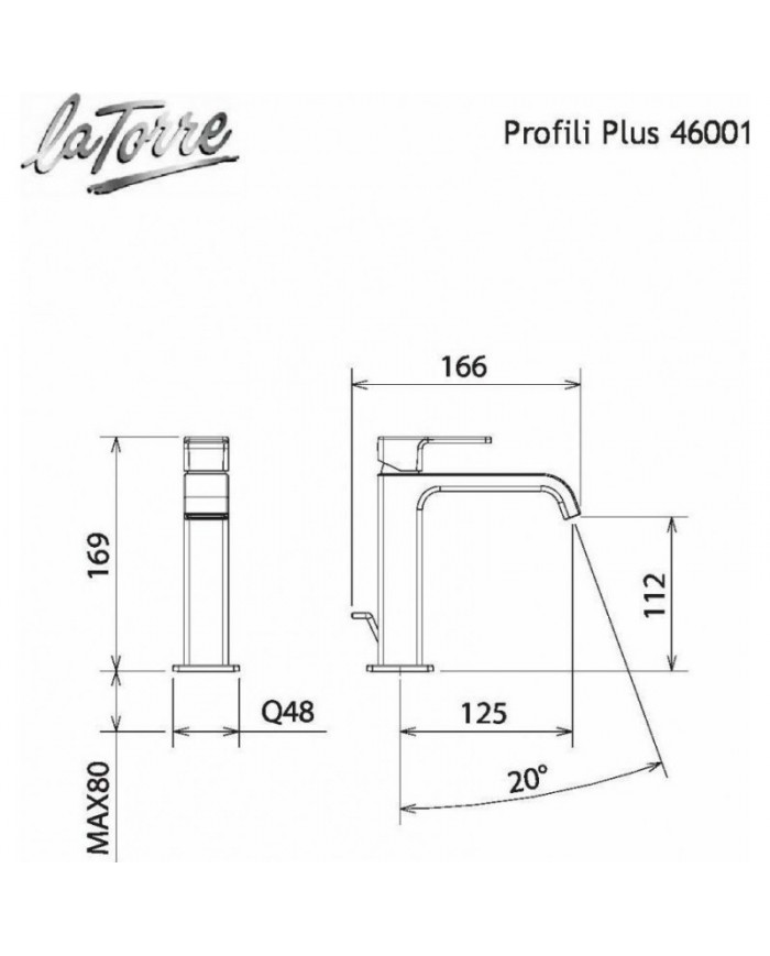Profili Plus La Torre Chrome Basin Mixer with Automatic Valve (46001-100)