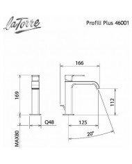 Profili Plus La Torre Chrome Basin Mixer with Automatic Valve (46001-100)
