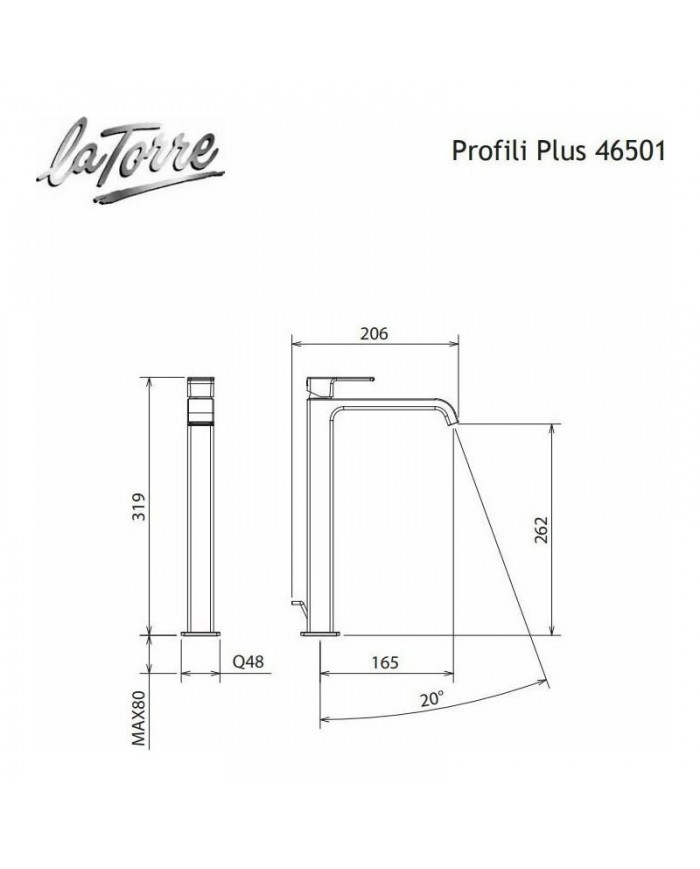 Profili Plus La Torre Chrome Medium Height Basin Mixer with Automatic Valve (46601-100)