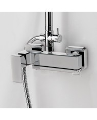 La Torre Pofili Plus Chrome Adjustable Height Three Outlet Shower Column With Faucet & Tilting Head & Telephone (46025-100)