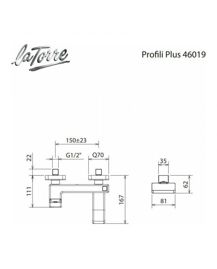 La Torre Profili Plus Chrome Bathroom Faucet with Telephone & Phone Wall Mount & Unbreakable Spiral (46019-100)