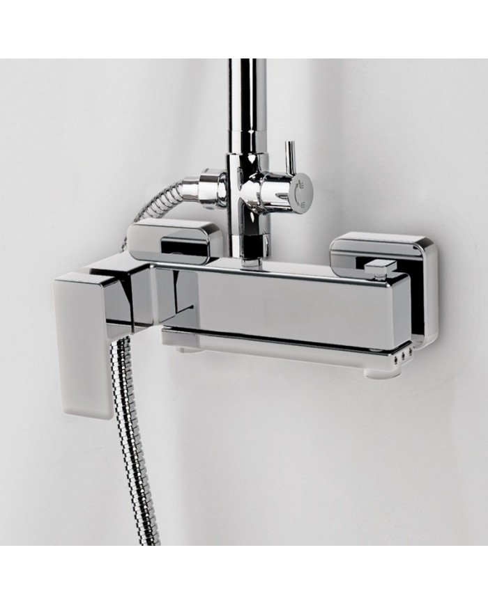 Στήλη Ντουζ Με Μπαταρία, Σταθερού Ύψους Τριών Εξόδων La Torre Pofili Plus Chrome & Ανακλινόμενη Κεφαλή & Τηλέφωνο (46026-100)