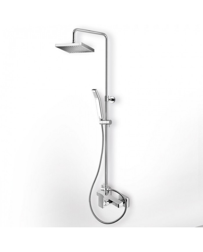 Στήλη Ντουζ Ρυθμιζόμενου Ύψους Eurorama Quadra Chrome Με Μπαταρία & Ανακλινόμενη Κεφαλή & Τηλέφωνο (144065-100)