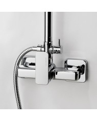 Στήλη Ντουζ Ρυθμιζόμενου Ύψους Eurorama Quadra Chrome Με Μπαταρία & Ανακλινόμενη Κεφαλή & Τηλέφωνο (144065-100)