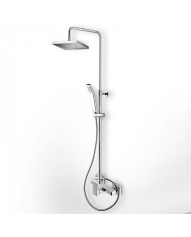 Στήλη Ντουζ Σταθερού Ύψους Eurorama Quadra Chrome Με Μπαταρία & Ανακλινόμενη Κεφαλή & Τηλέφωνο (144066-100)