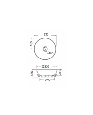 Fossil Thalo Marble Table Washbasin Tundra Gray Φ33 H.12.5 (DR33-423)