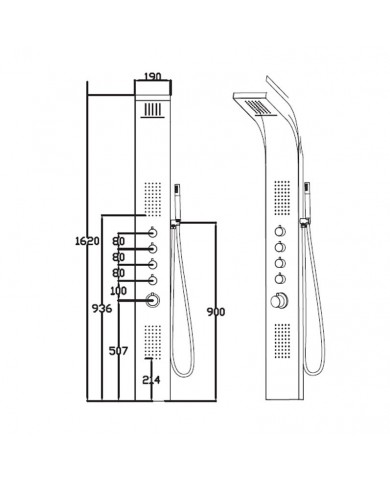 Στήλη Ντουζ Eclipse Black Matt Αλουμινίου (Stav - Eclipse Black)