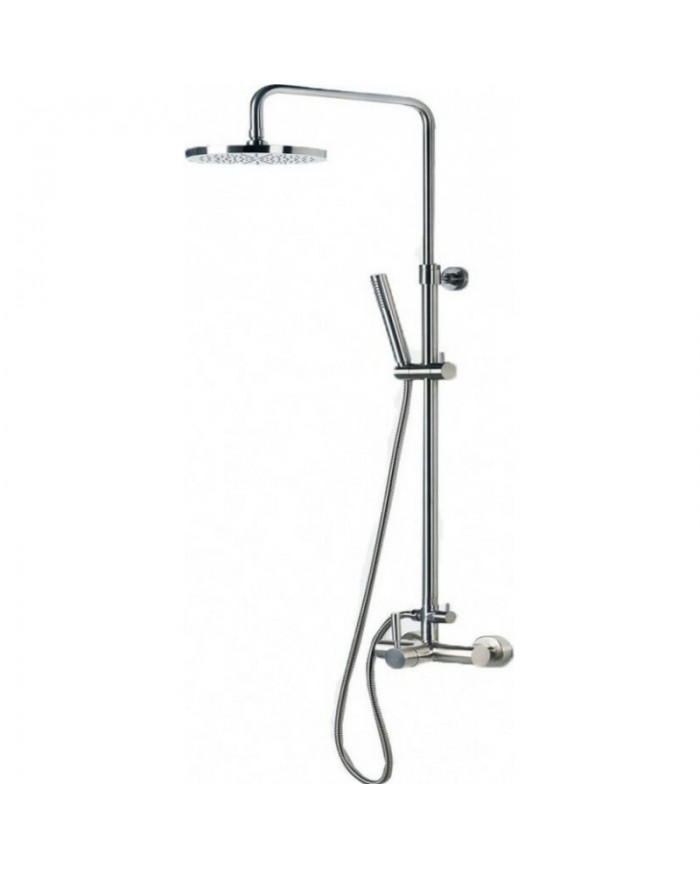 La Torre Tech Inox Finish Two Outlet Shower Column With Faucet, Adjustable Height & Tilting Head & Telephone (12065-110)
