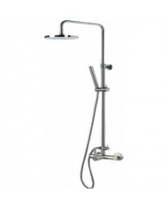 La Torre Tech Inox Finish Two Outlet Shower Column With Faucet, Adjustable Height & Tilting Head & Telephone (12065-110)