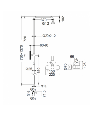 La Torre Tech Inox Finish Two Outlet Shower Column With Faucet, Adjustable Height & Tilting Head & Telephone (12065-110)
