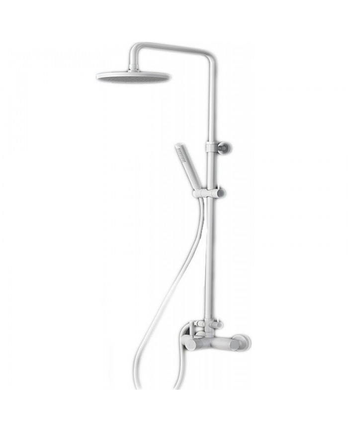 La Torre New Tech White Adjustable Height Dual Outlet Shower Column With Faucet & Tilting Head & Telephone (12065-300)