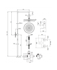 La Torre New Tech White Adjustable Height Dual Outlet Shower Column With Faucet & Tilting Head & Telephone (12065-300)