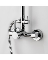 Eurorama Tonda Chrome Two Outlet Shower Column, Adjustable Height, With Faucet & Tilting Head & Telephone (145065-100)