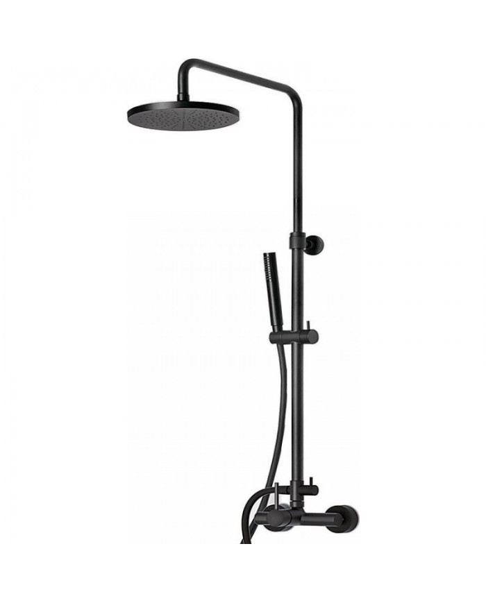 Shower Column Eurorama Tonda Black Matt Two Outlets, Adjustable Height, With Faucet & Tilting Head & Telephone (145065-400)