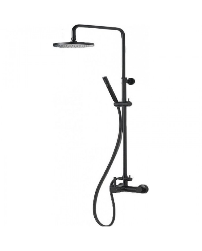 La Torre New Tech Black Matt Height-Adjustable Two-Output Faucet Shower Column & Tilting Head & Telephone (12065-400)