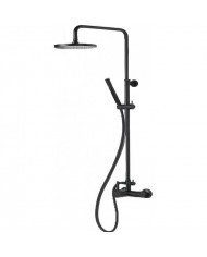 La Torre New Tech Black Matt Height-Adjustable Two-Output Faucet Shower Column & Tilting Head & Telephone (12065-400)
