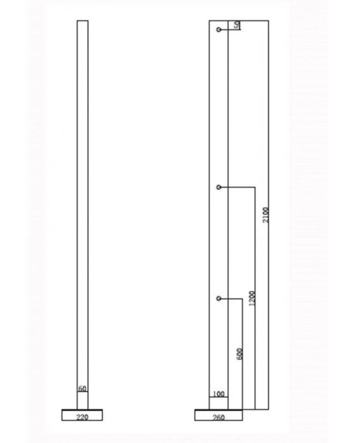 Eolos Karag Outdoor Shower Column 2 Outlets Stainless Steel 18/10 Inox Height 210 cm