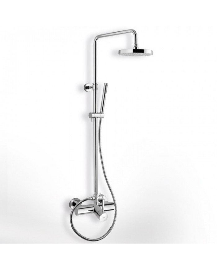 La Torre New Tech Chrome Fixed Height Dual Outlet Shower Column With Faucet & Tilting Head & Telephone (12066-100)