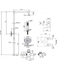 La Torre New Tech Chrome Fixed Height Dual Outlet Shower Column With Faucet & Tilting Head & Telephone (12066-100)