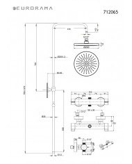 Adjustable Height Shower Column With Faucet Eurorama Charma Chrome Tilting Head & Telephone (712065-100)
