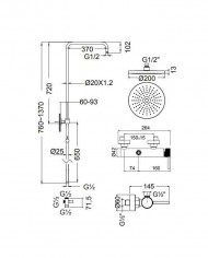 Armando Vicario Slim White Shower Column With Battery & Tilting Head & Telephone with Bracket (500065-300)
